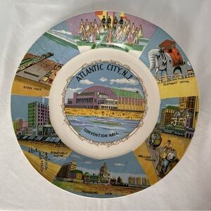Atlantic City New Jersey Souvenir Plate with Colorful Attractions 9” Steel Pier